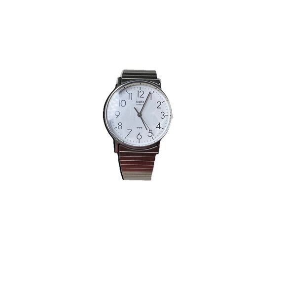 Timex Silver Tone Stretch Band Wrist Watch Mens Vintage Needs Battery - Picture 1 of 7